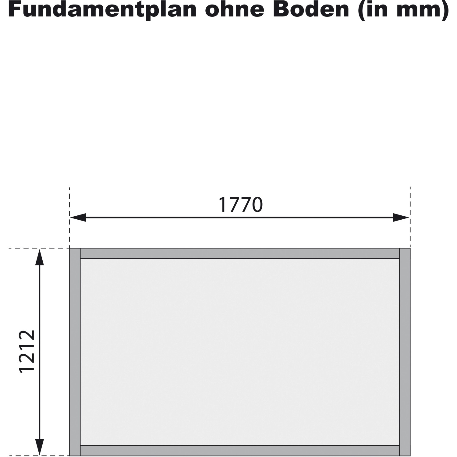 Grundriss Karibu Holz-Gartenhaus Rom, 177x120 cm, ohne Boden.