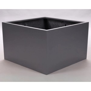 Elegant Einrichten Pflanzkübel Fiberglas Niedrige Quadratisch 80x80x50cm Anthrazit-Metallic