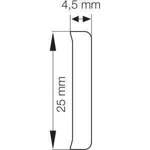 Detailzeichnung Wandleiste, 25x4,5mm, weiße Fensterleiste für Zubehör.