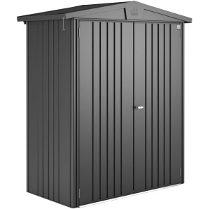 Biohort Metall-Gerätehaus Europa, dunkelgrau-metallic, 1,3 m² Grundfläche.