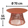 Balkontisch Bandon, Ø 70 cm, Terrakotta, mit Seilbespannung und Glasplatte. Ideal für Balkon und Terrasse.