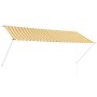 Gelb-weiß gestreifte, einziehbare Markise 300x150 cm mit Stahlrahmen. Schattenspender für Terrasse, Balkon, Fenster.