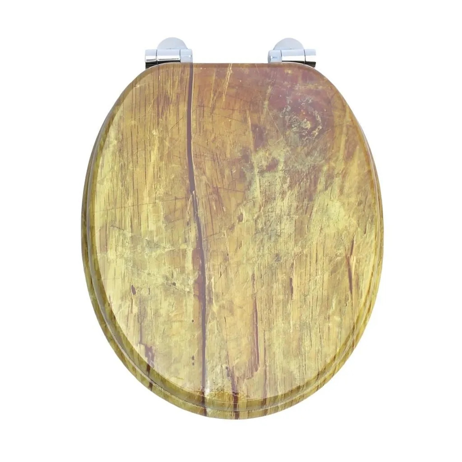 Sinobath WC-Sitz Oval mit Absenkautomatik Natürliche Vintage Holzmaserung