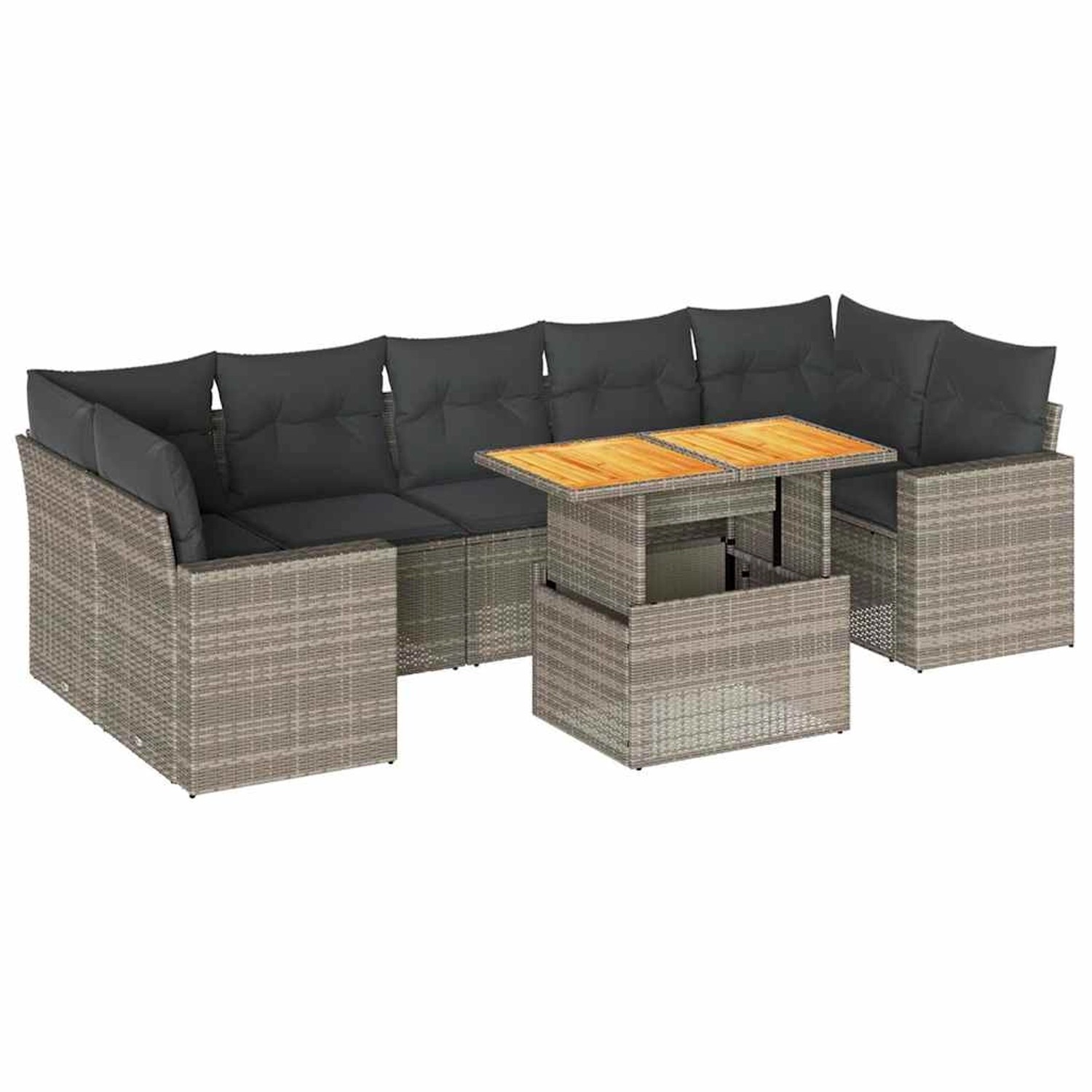 vidaXL 8-Tlg Garten-Sofagarnitur mit Kissen Grau Poly Rattan 3327014 günstig online kaufen