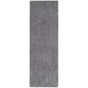 Grauer Snapstyle Hochflor-Teppich Milano, 80x240cm. Langflor Teppichläufer für Fußbodenheizung.