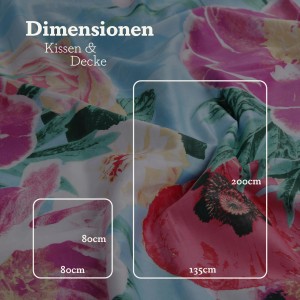 Bestlivings Satin Bettwäsche mit Blumenmuster, blau, 135x200 & 80x80 cm.