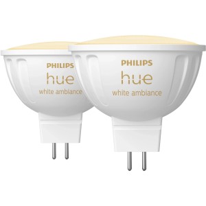Philips Hue LED-MR16 White Ambiance 2er-Pack, smarte GU5.3 LED Lampen.