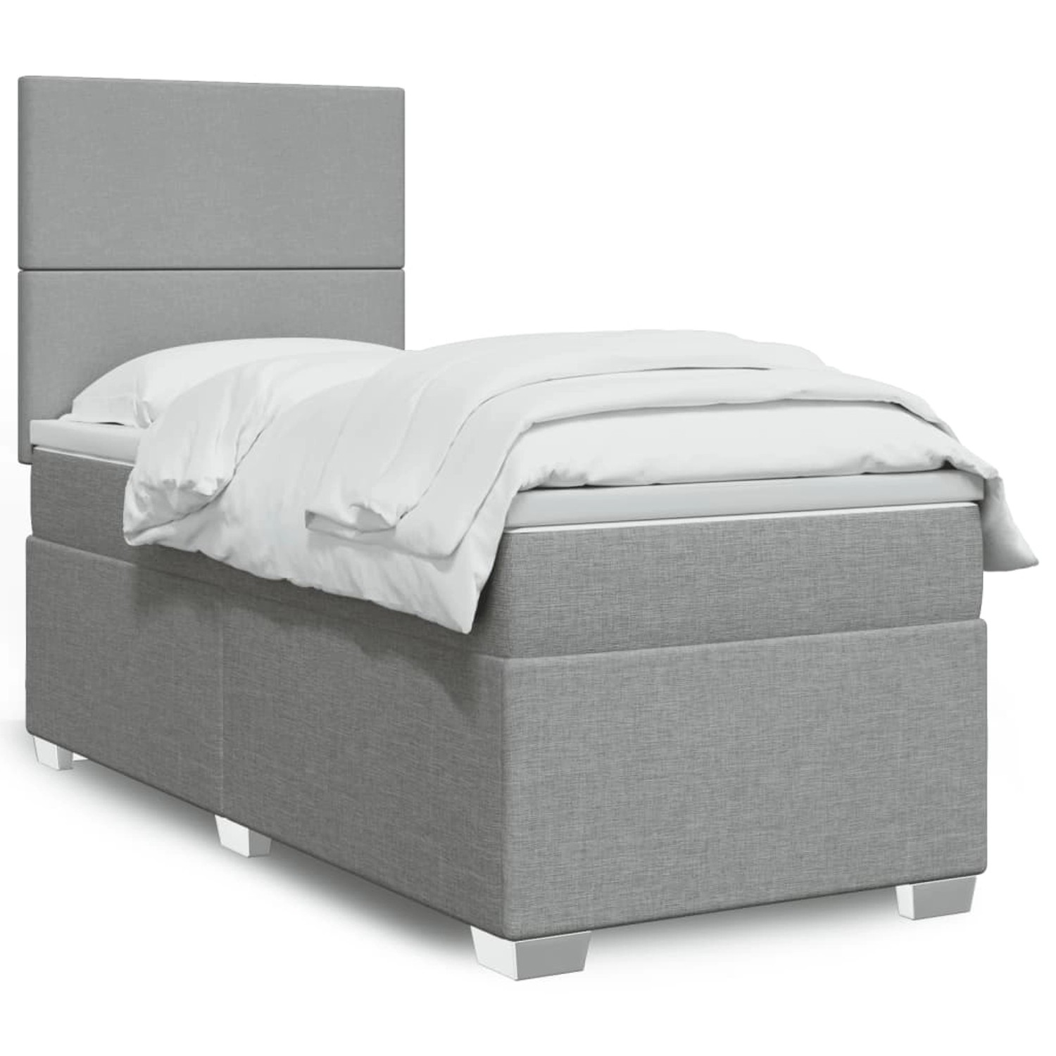 vidaXL Boxspringbett mit Matratze Hellgrau 90x190 cm Stoff 3292636 günstig online kaufen