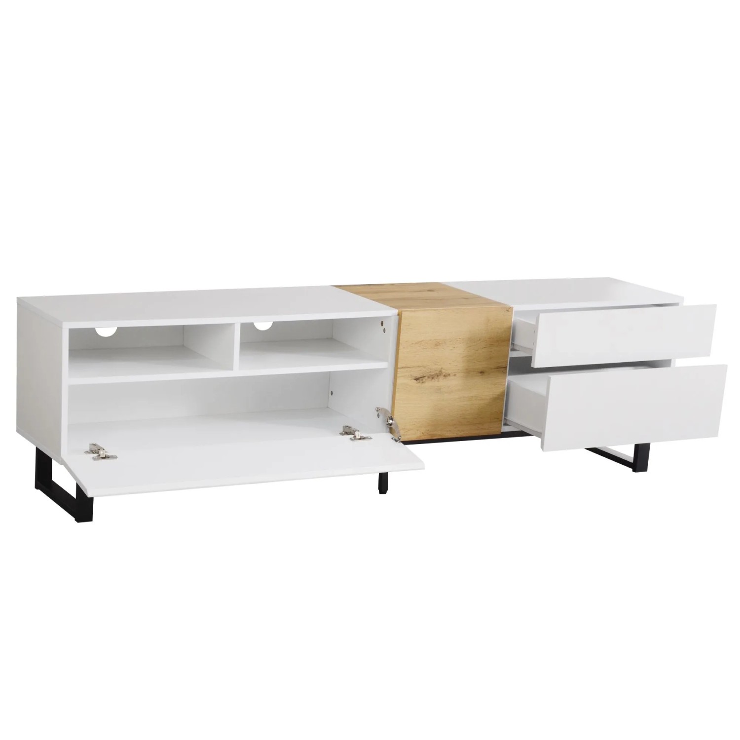 okwish TV Schrank mit Stauraum Schubladen 180x45.5x35cm Weiß