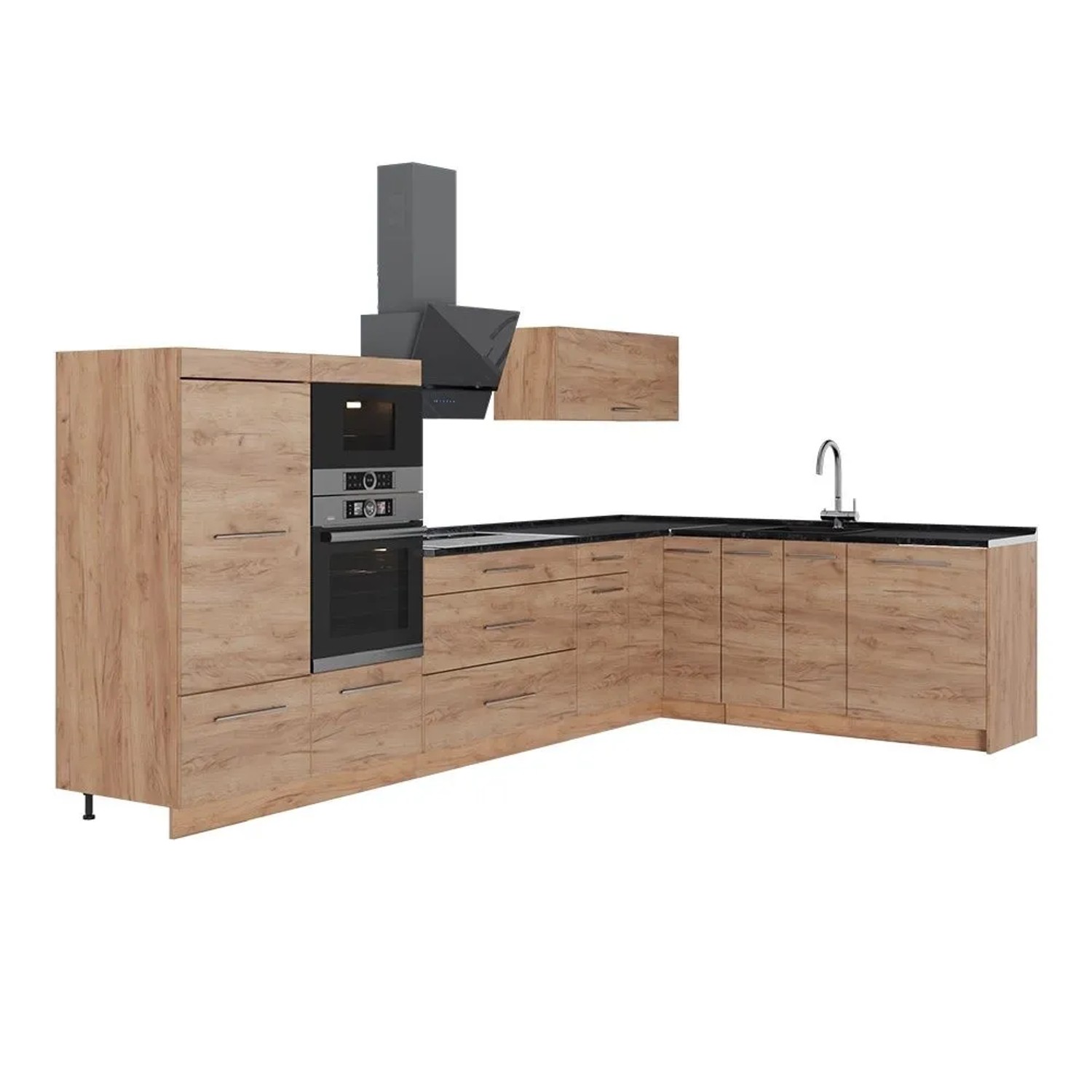 Vicco Eckküche Fame-Line Goldkraft Eiche/Goldkraft Eiche 347 x 154 AP Anthrazit Art Nr 63601