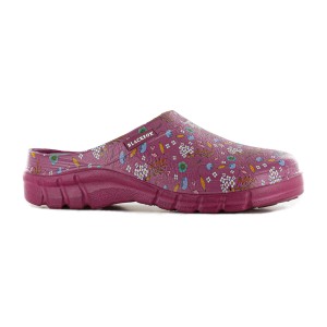 Blackfox Clog Lily in Himbeer, Größe 36, Gartenclog mit Blumenmuster.