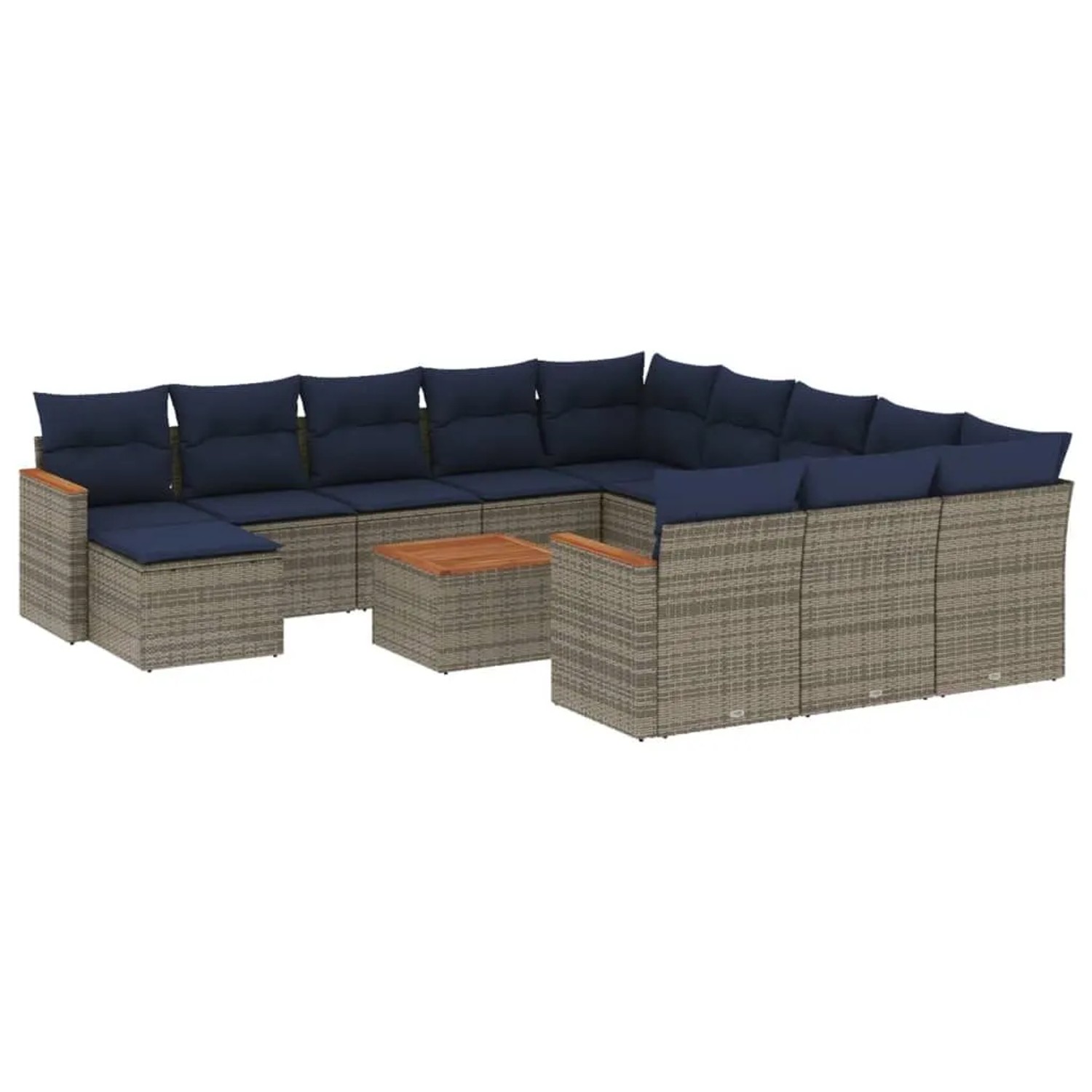 vidaXL 13-Tlg Gartensofa-Set mit Kissen Grau Polyrattan 3226593 günstig online kaufen