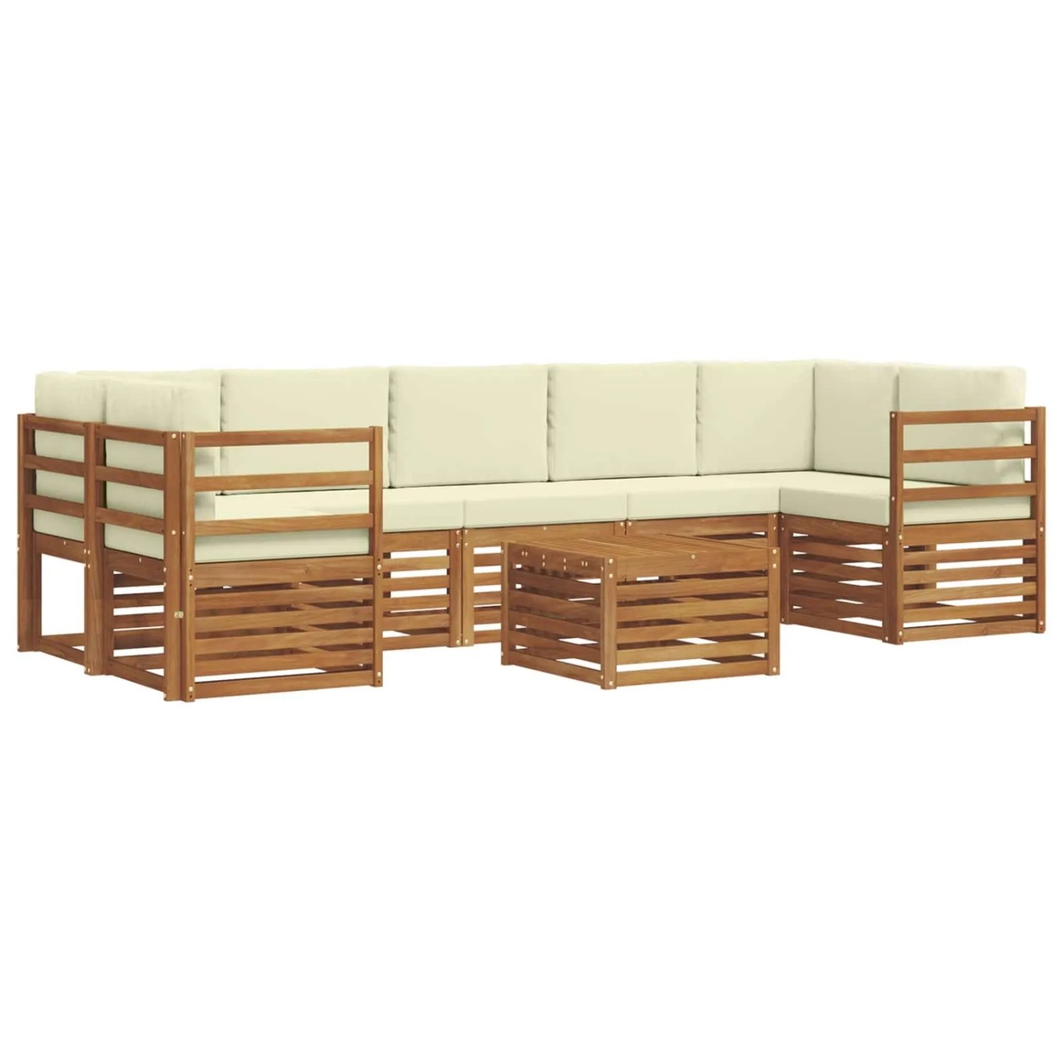 vidaXL Sofagarnituren 8 Tlg Natur und Creme Massivholz Akazie 3374510