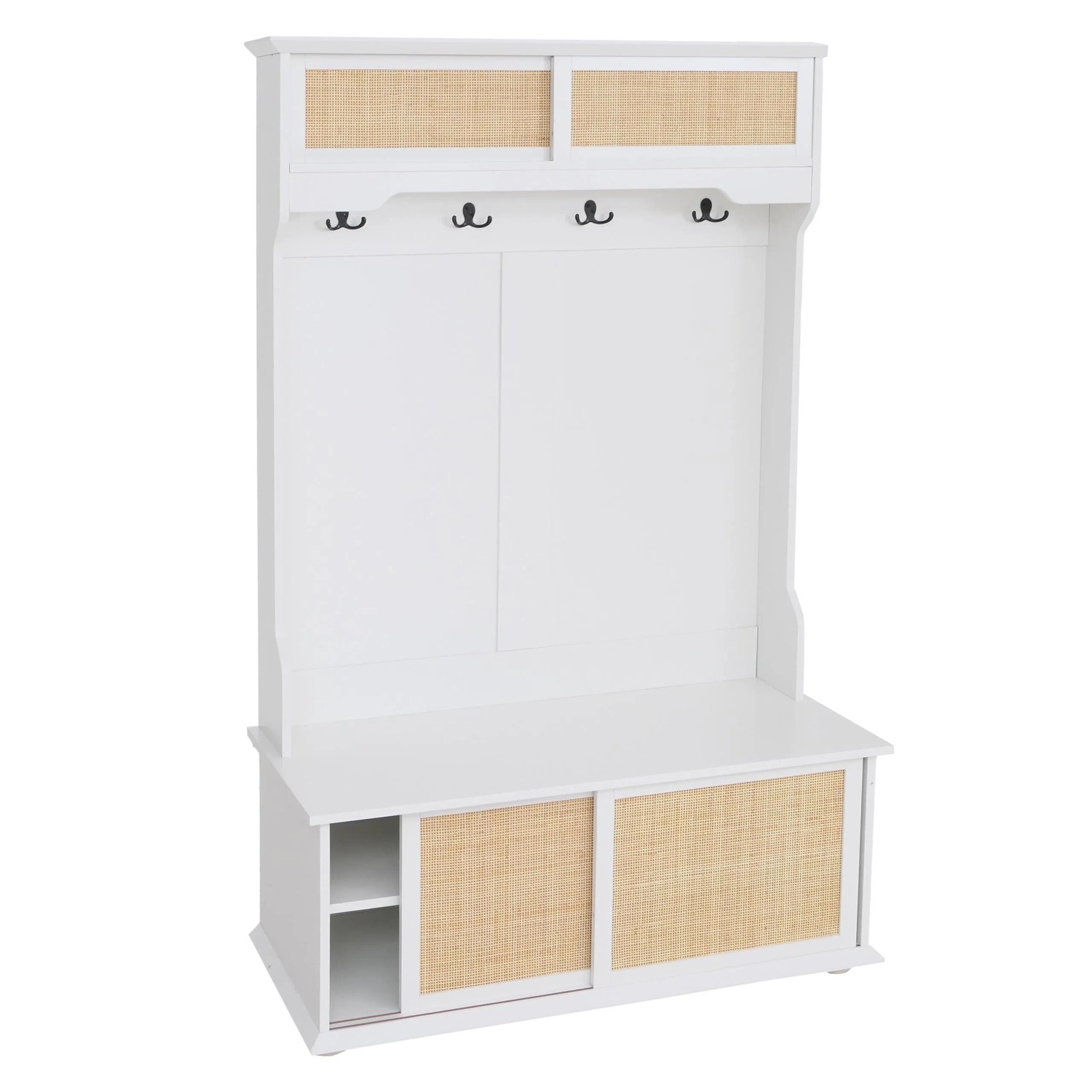 Mcw Garderobe P25 Melamin Kubu Rattan 163x100x47cm Weiß
