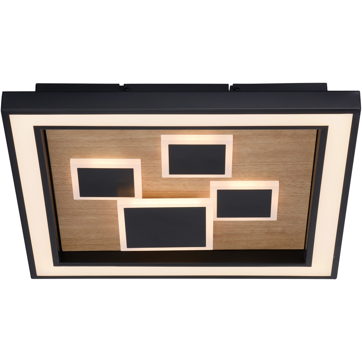 Paul Neuhaus LED-Deckenleuchte Eliza Holz Natur 48 cm x 48 cm