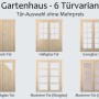 Fjordholz Gartenhaus Max 44 H: Sechs Türvarianten im Überblick.