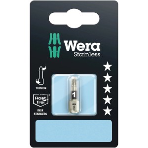 Wera Kreuzschlitz-Bit PZ1 Edelstahl, 25mm, mit Torsionszone im Blister.