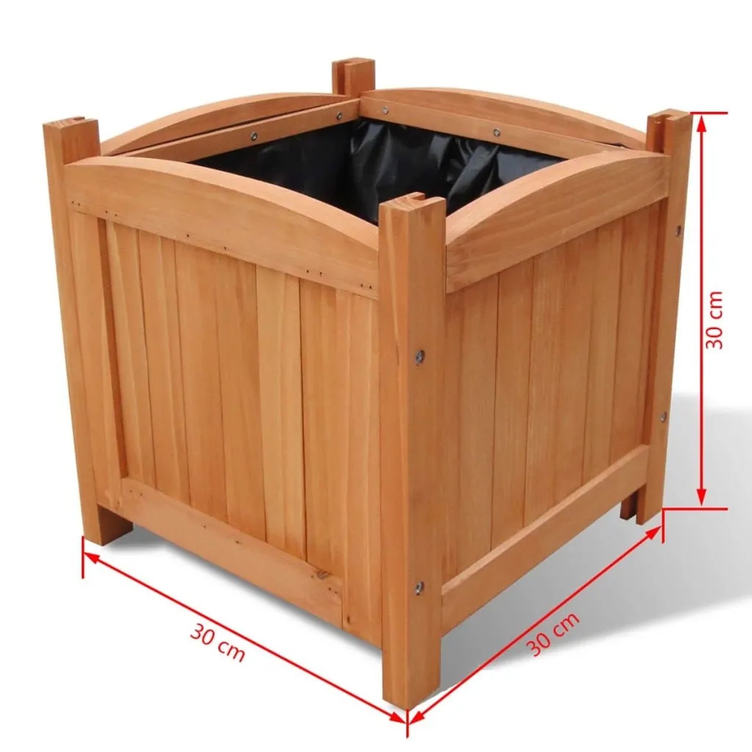 Quadratischer DELUKE Blumenkasten RIOS aus Tannenholz, braun, 30x30x30 cm, für Garten und Balkon.