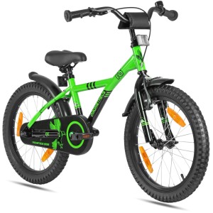 PROMETHEUS BIKES Kinderfahrrad 18 Zoll ab 5 und 6 Jahre mit Stützrädern und Rücktrittbremse Grün