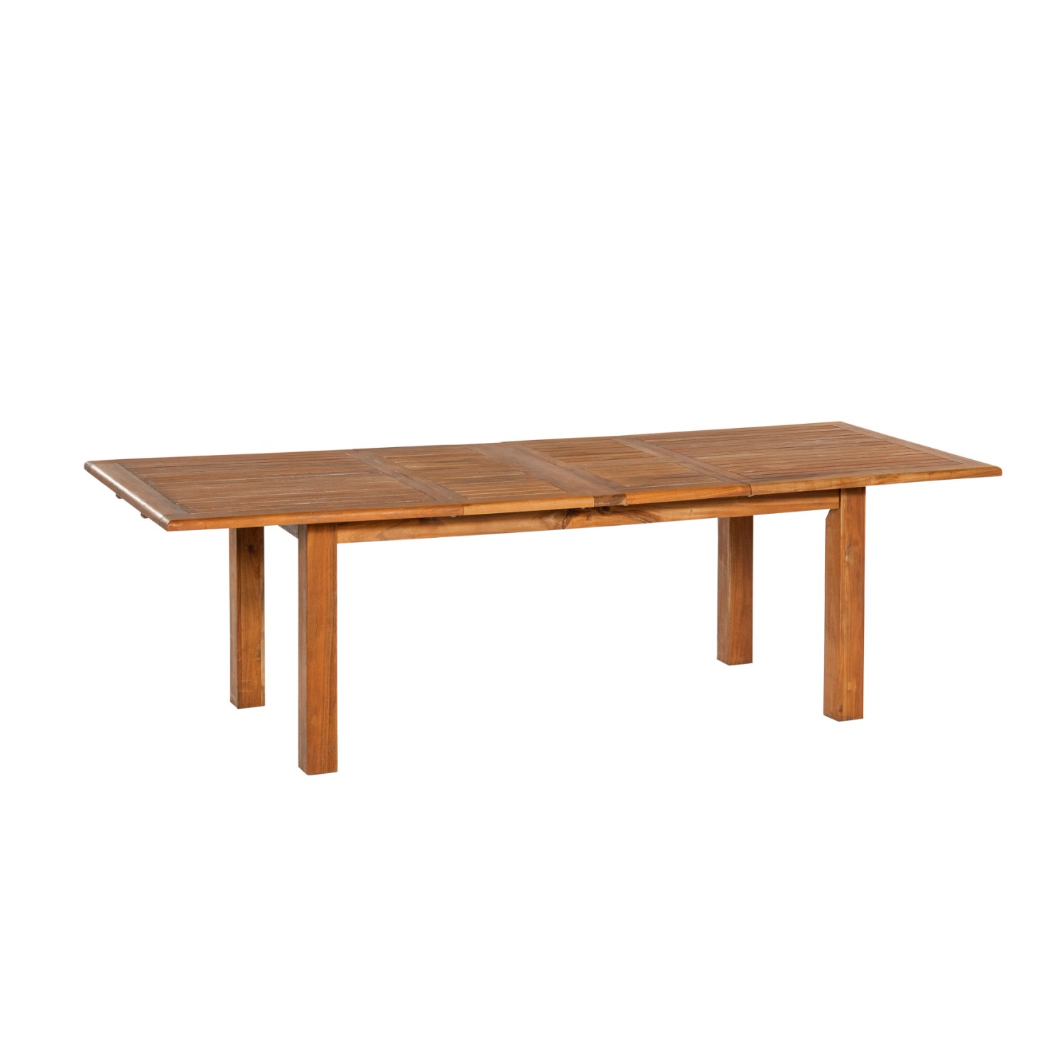 Ausziehbarer Gartentisch aus Akazienholz, Teil des Merxx Batavia 7-tlg. Gartenmöbel-Sets.