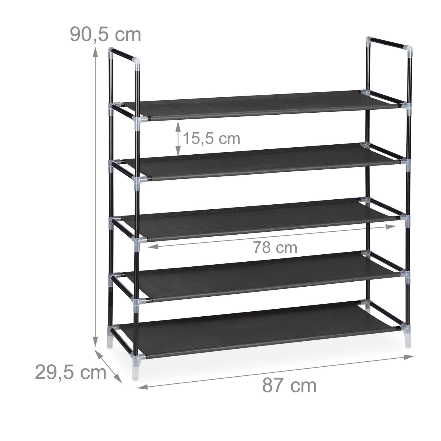 Relaxdays Schuhregal Metall Schwarz Stecksystem für 20 Paar Schuhe 90,5 cm x 87 cm x 29,5 cm 1,3 kg_4
