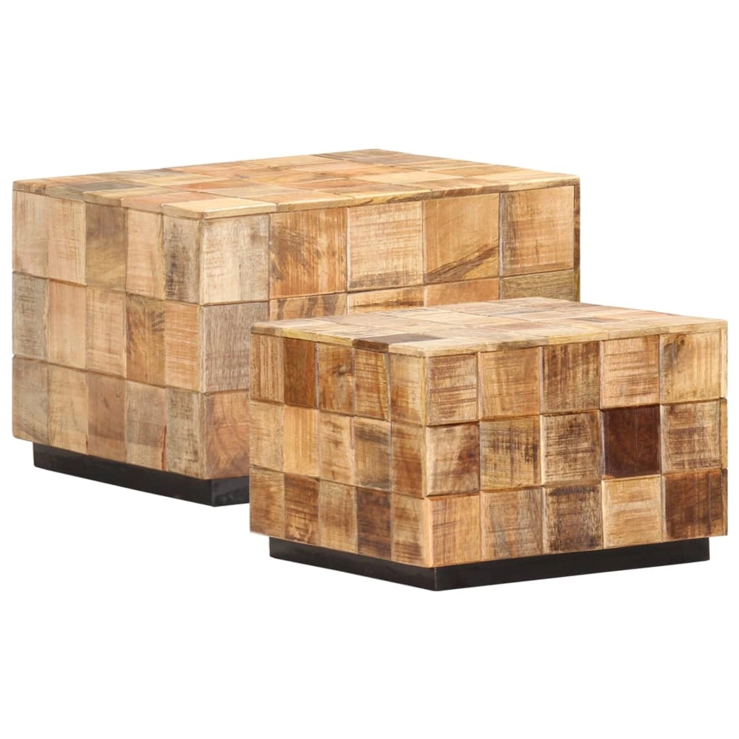 vidaXL Couchtische 2 Stk. in Block-Design Raues Mango-Massivholz 286435 günstig online kaufen