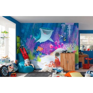 Kinderzimmer mit Disney Fototapete Dory-Aqua-Party, Multicolor, 300x280 cm.