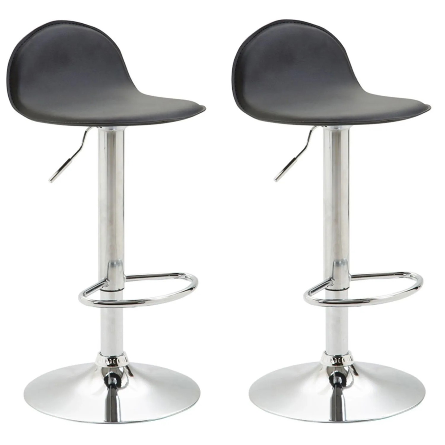 CLP 2er Set Barhocker Lana V2 Kunstleder Schwarz/Chrom