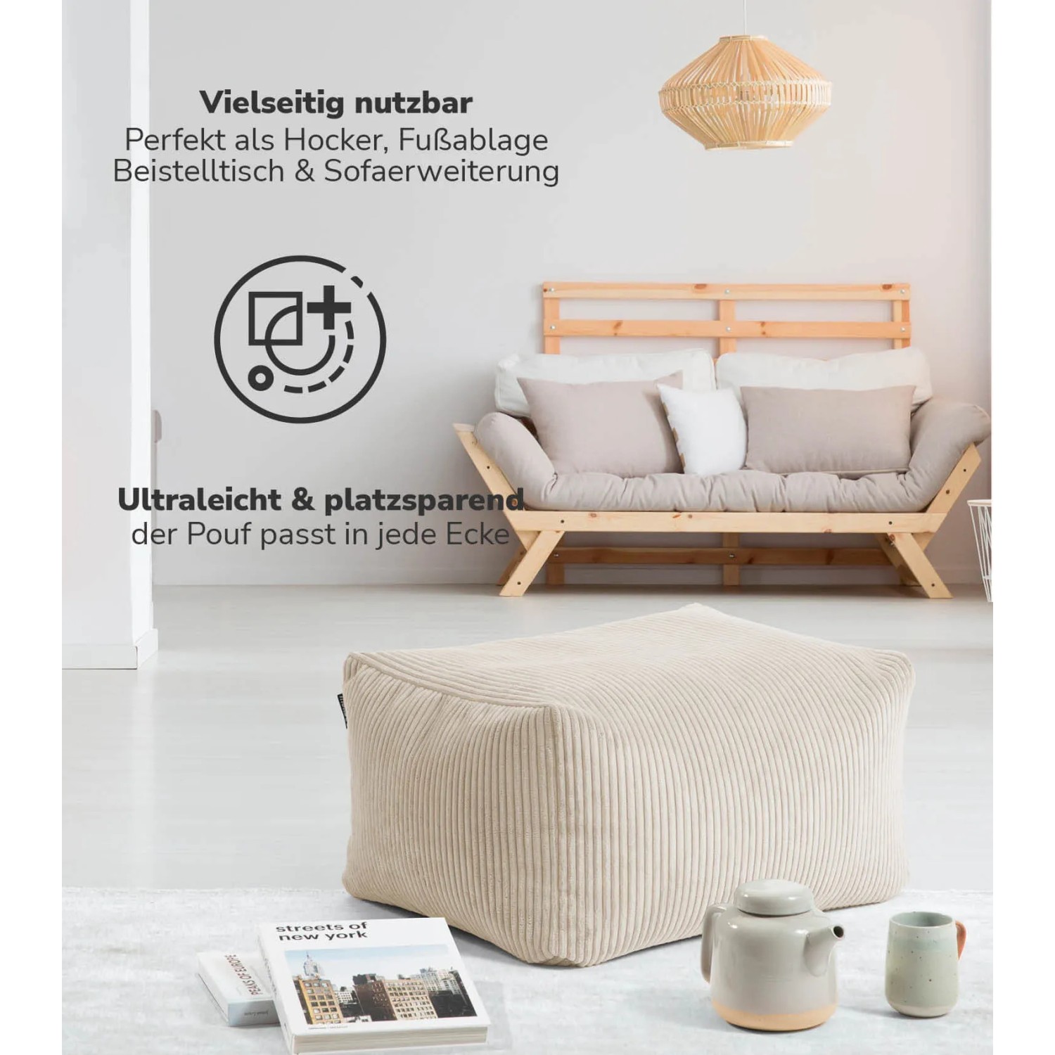 mokebo Sitzhocker Cord Beige für Wohnzimmer kaufen bei OBI