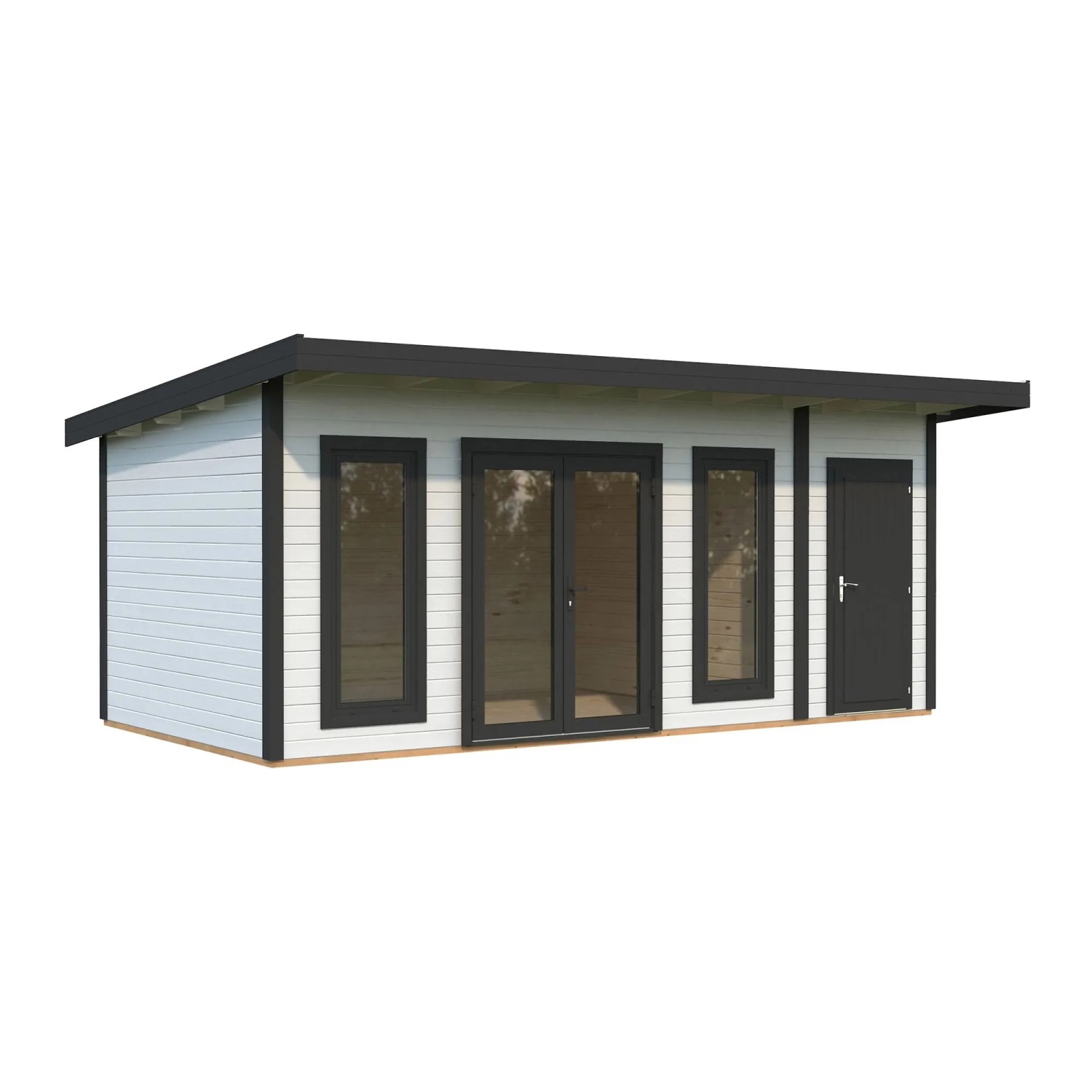 Palmako Holz-Gartenhaus Aurelia Pultdach Weiß Lackiert 586 cm x 300 cm 16,7 m²