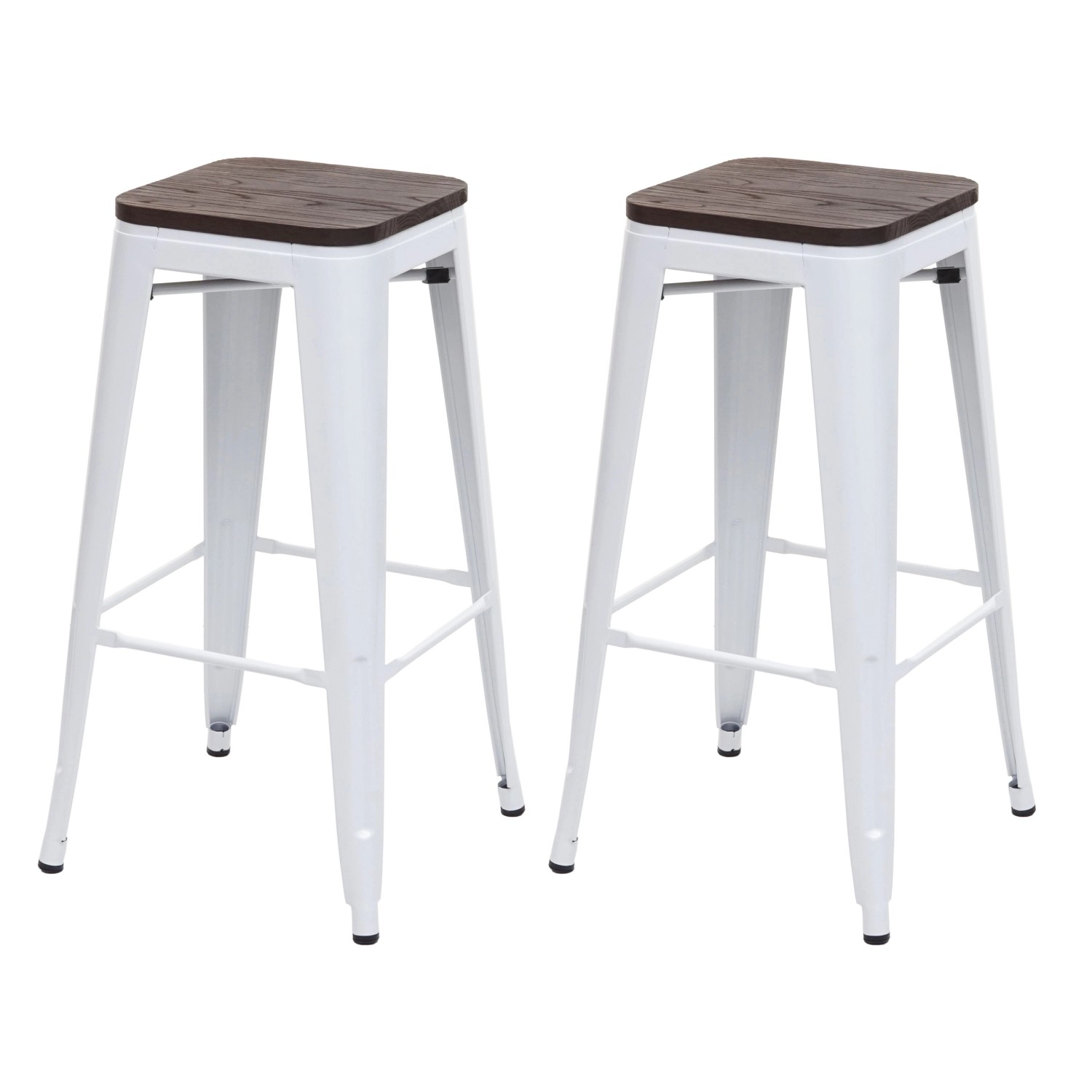PROREGAL 2er-Set Barhocker Inkl. Holz-Sitzfläche Sitzhöhe 76cm Metall Indus günstig online kaufen
