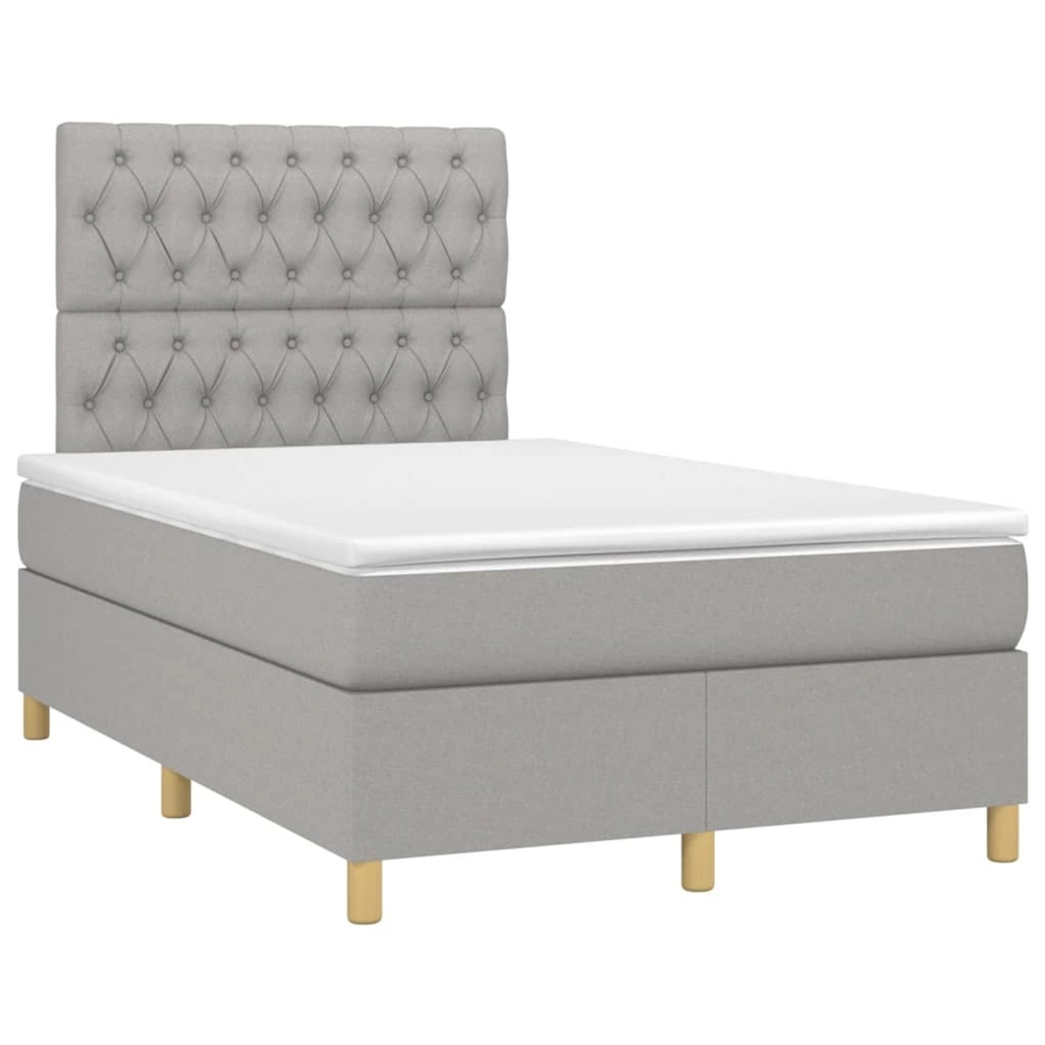 vidaXL Boxspringbett mit Matratze & LED Hellgrau 120x200 cm Stoff 3135661