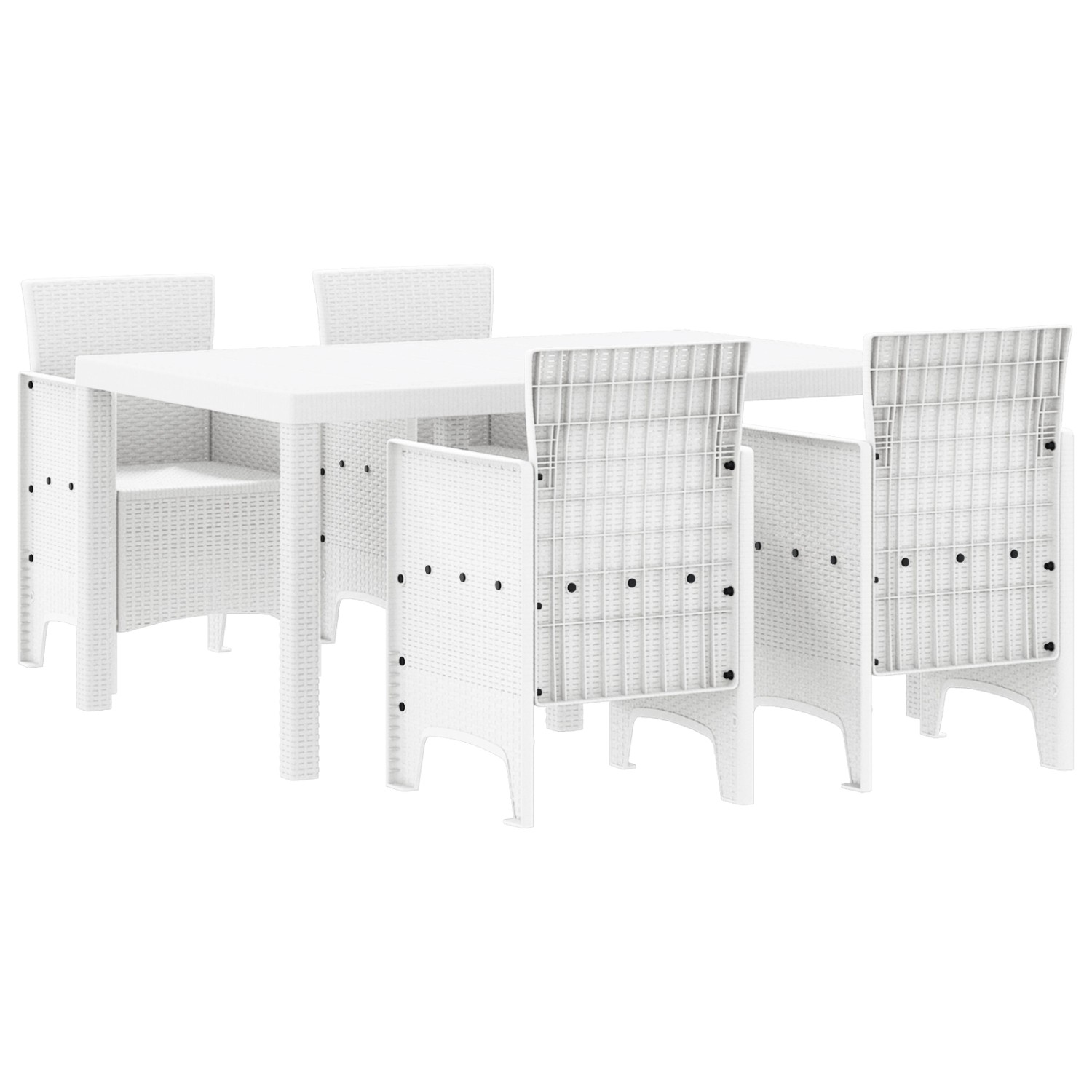 vidaXL 5-Teiliges Garten Essset Weiß Poly-Rattan 3378702 günstig online kaufen