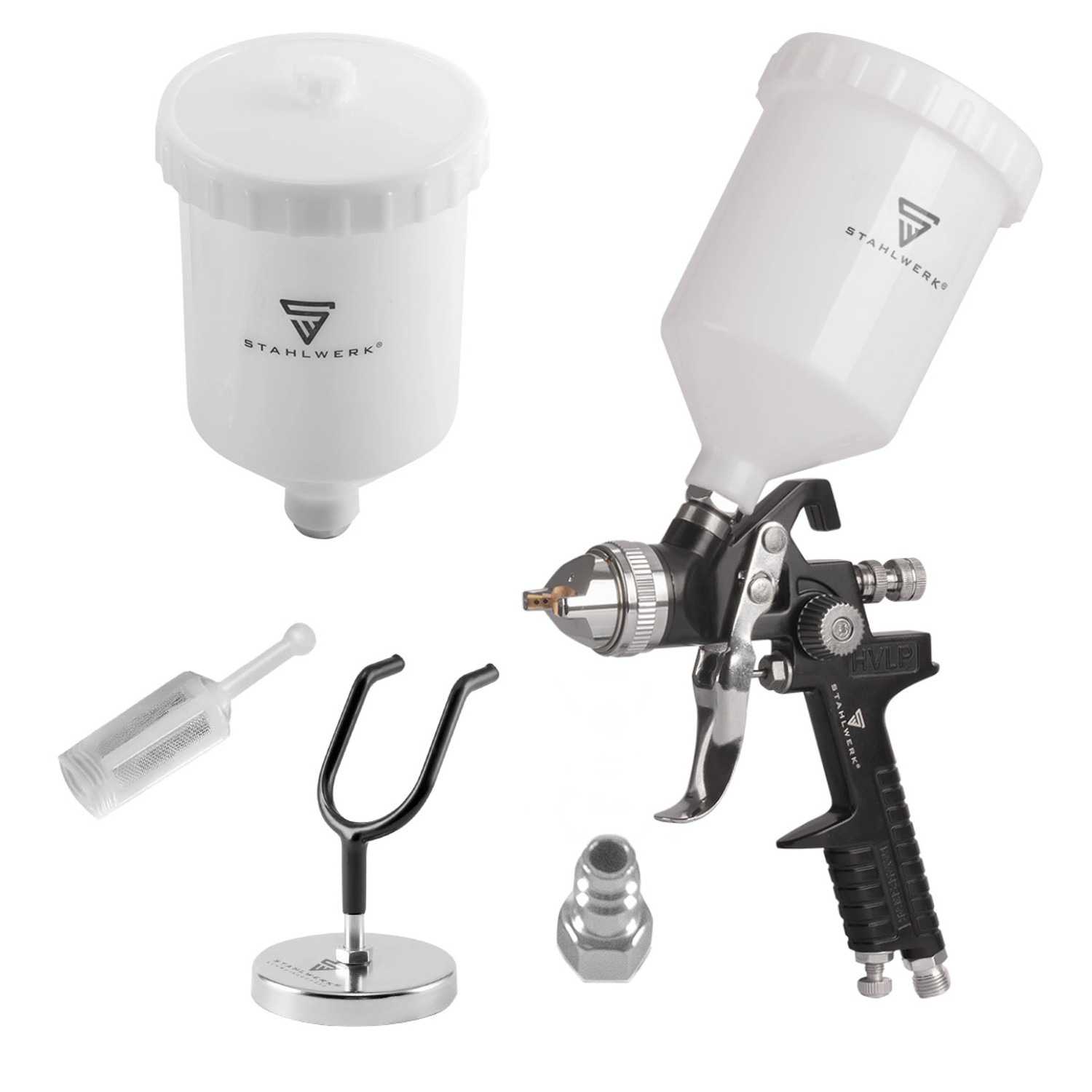 STAHLWERK HVLP Lackierpistole SG-600 ST mit 14 mm Düse und 600 ml Fließbecher