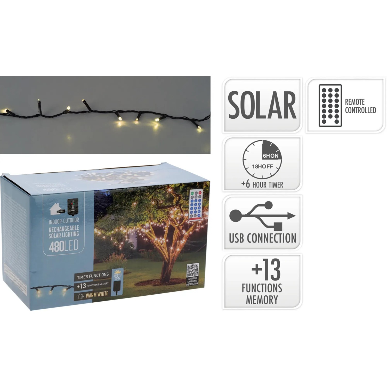 Lichterkette solar LED 20 m Warmweiß kaufen bei OBI
