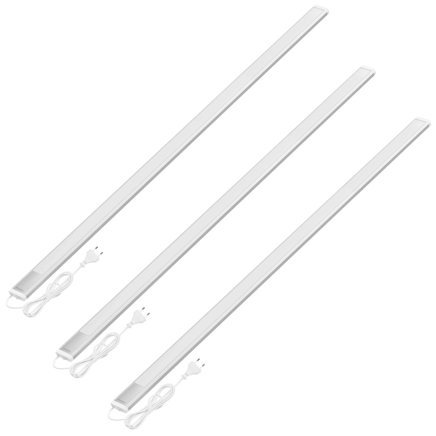 Oktaplex Riva 3er Set LED-Unterbauleuchte Aluminium 117,5 cm 15W Warmweiß 3000K Küche Flach mit Schalter 230V