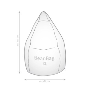 Grauer Sitting Point Sitzsack Brava BeanBag (220 l) mit Maßangaben.