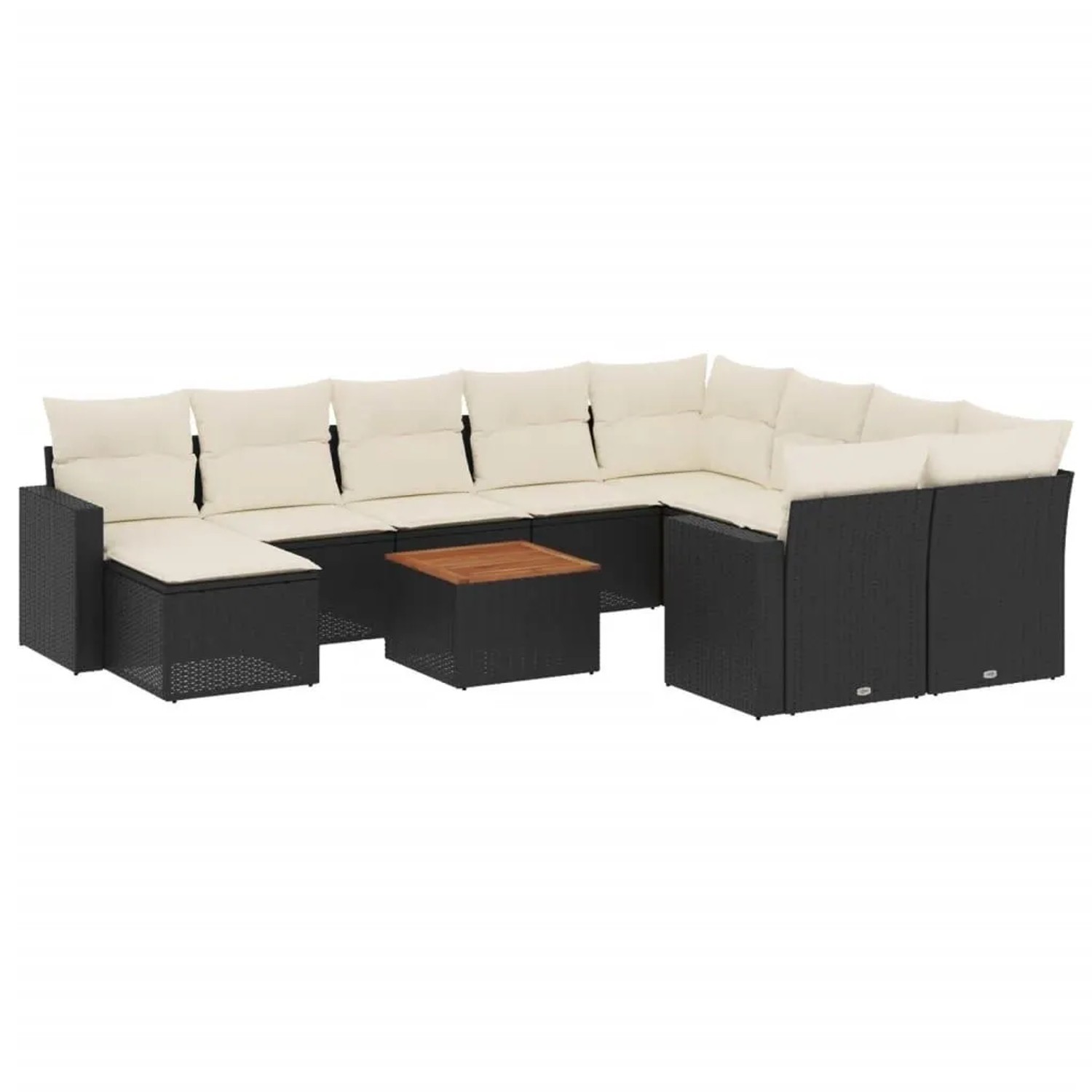 vidaXL 11-Tlg Garten-Sofagarnitur mit Kissen Schwarz Poly Rattan 3224411 günstig online kaufen