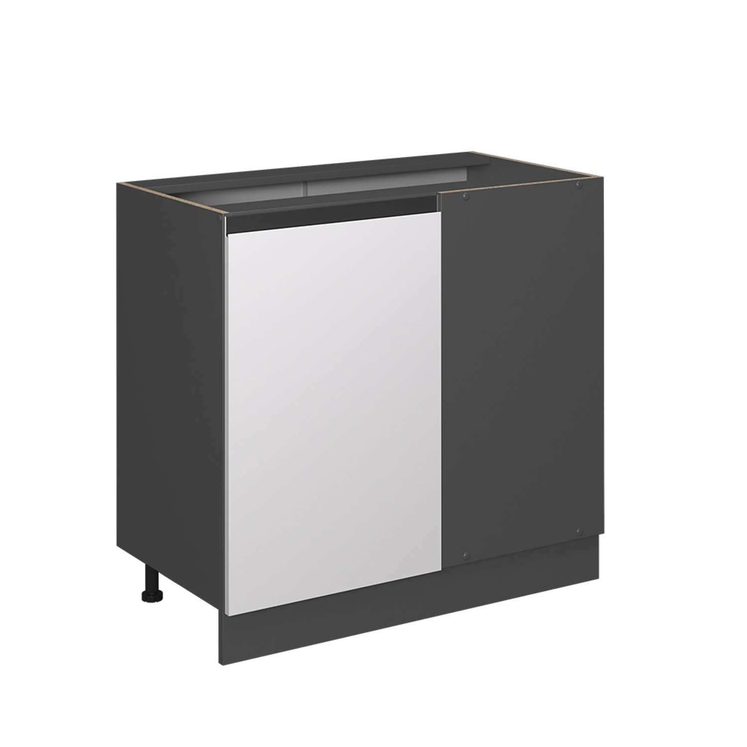 Vicco Eckunterschrank R-Line Weiß/Anthrazit 86 cm J-Shape ohne Arbeitsplatte