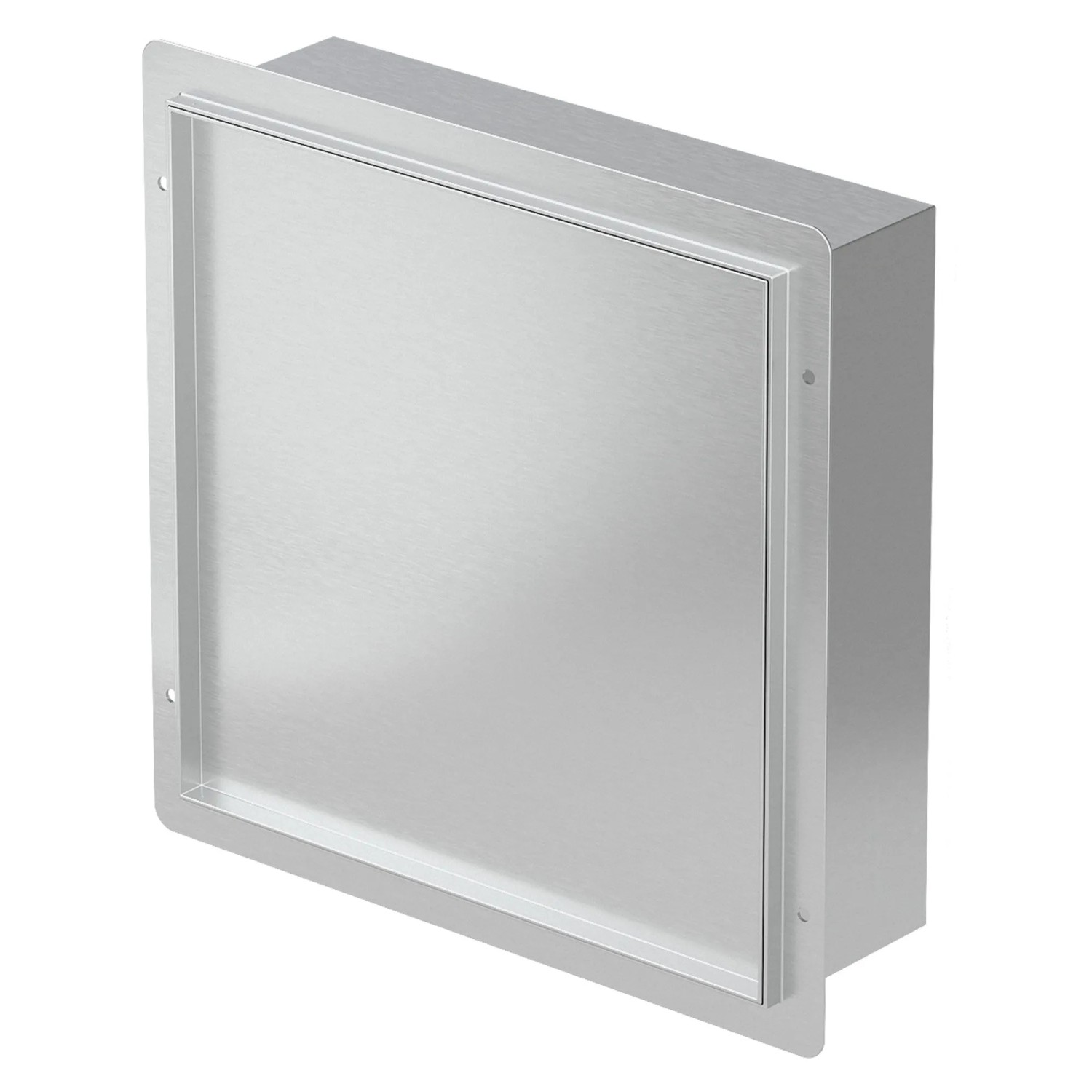 LuxeBath Wandnische Dusche Edelstahl mit Tür 25,5x25,5 cm Silber