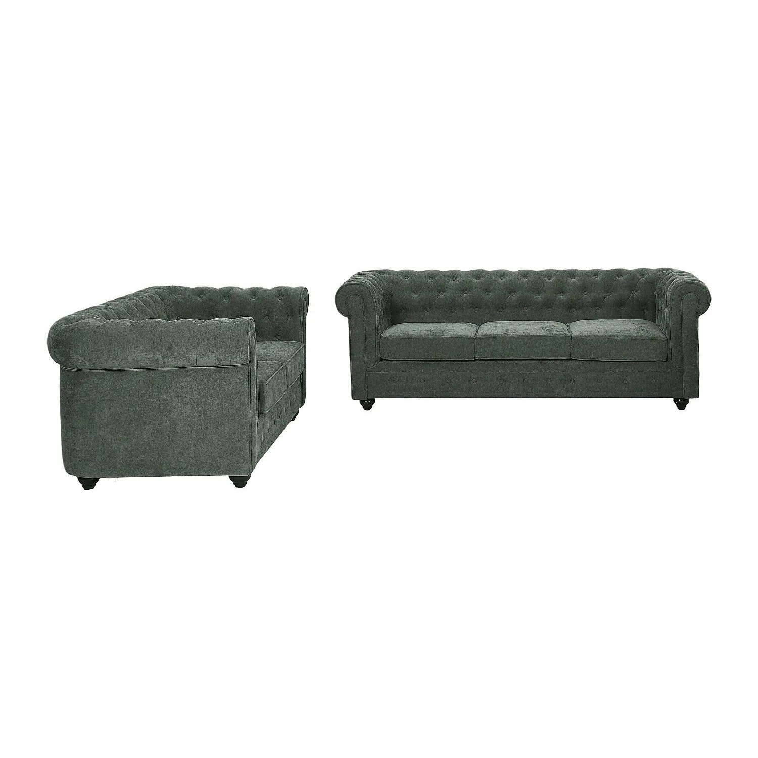 Vente-unique Couchgarnitur Chesterfield Grün 165 cm  205 cm