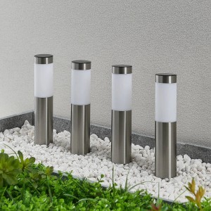 4er Set Lindby LED Solarleuchten Sirita aus Edelstahl, Alu. Solar-Deko für Garten & Terrasse.