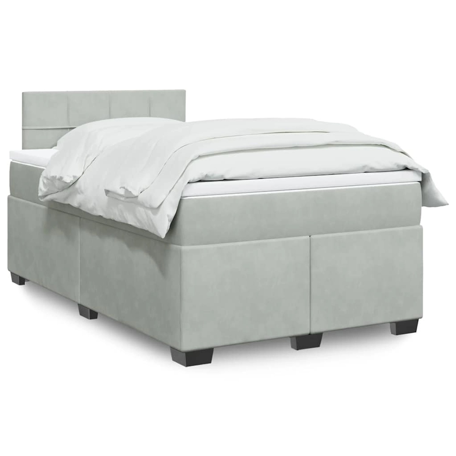 vidaXL Boxspringbett mit Matratze Hellgrau 120x190 cm Samt 3288558 günstig online kaufen
