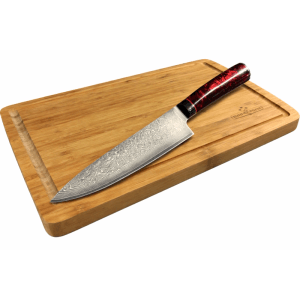 Grillfürst Schneidebrett und Premium Damast Hochmesser Set