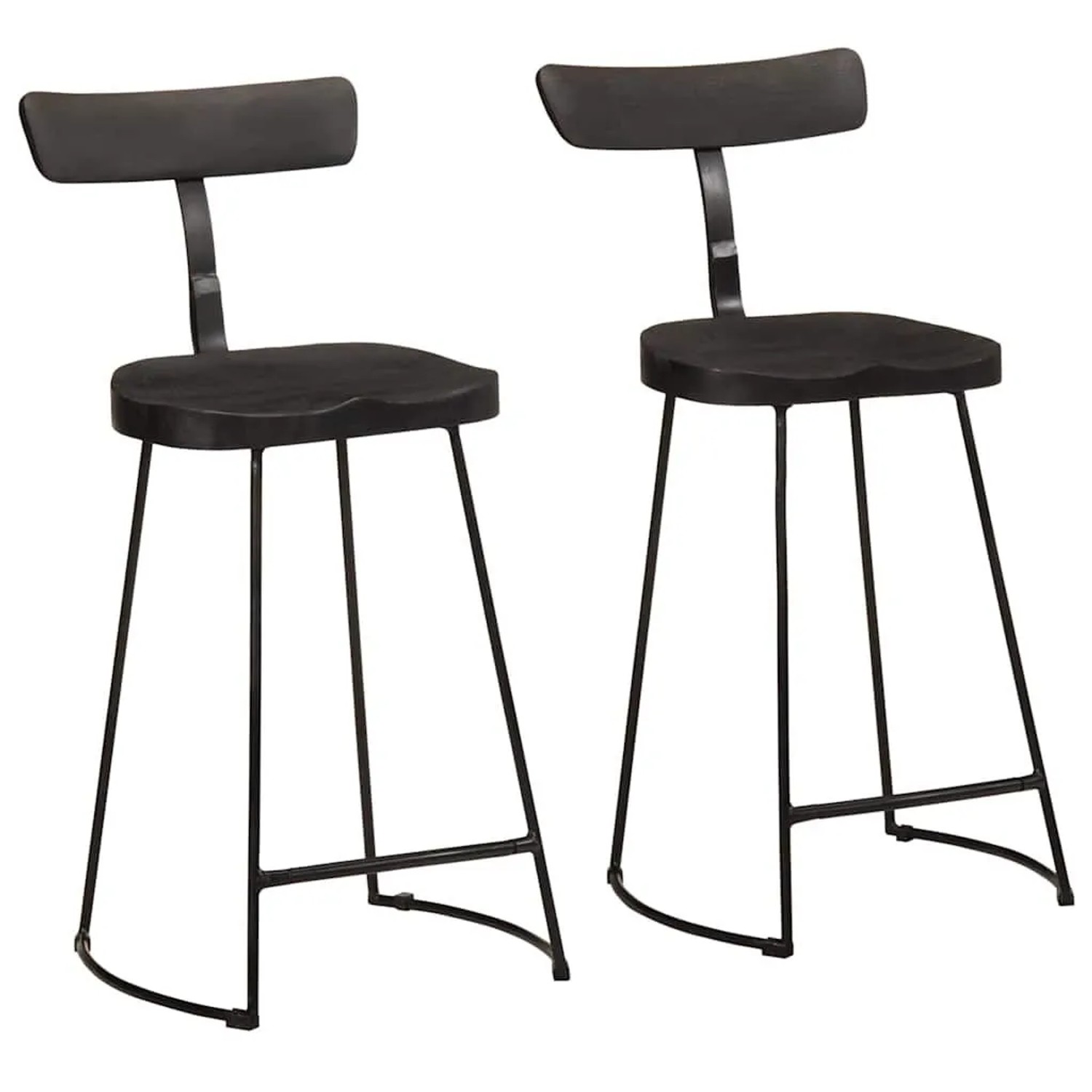 vidaXL Barhocker 2 Stk Schwarz 49x43x88 cm Mango Massivholz 4013516