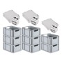 PROREGAL Spar Set: 8 Euroboxen mit Deckel, grau, 20 Liter, für Lagerung und Transport.
