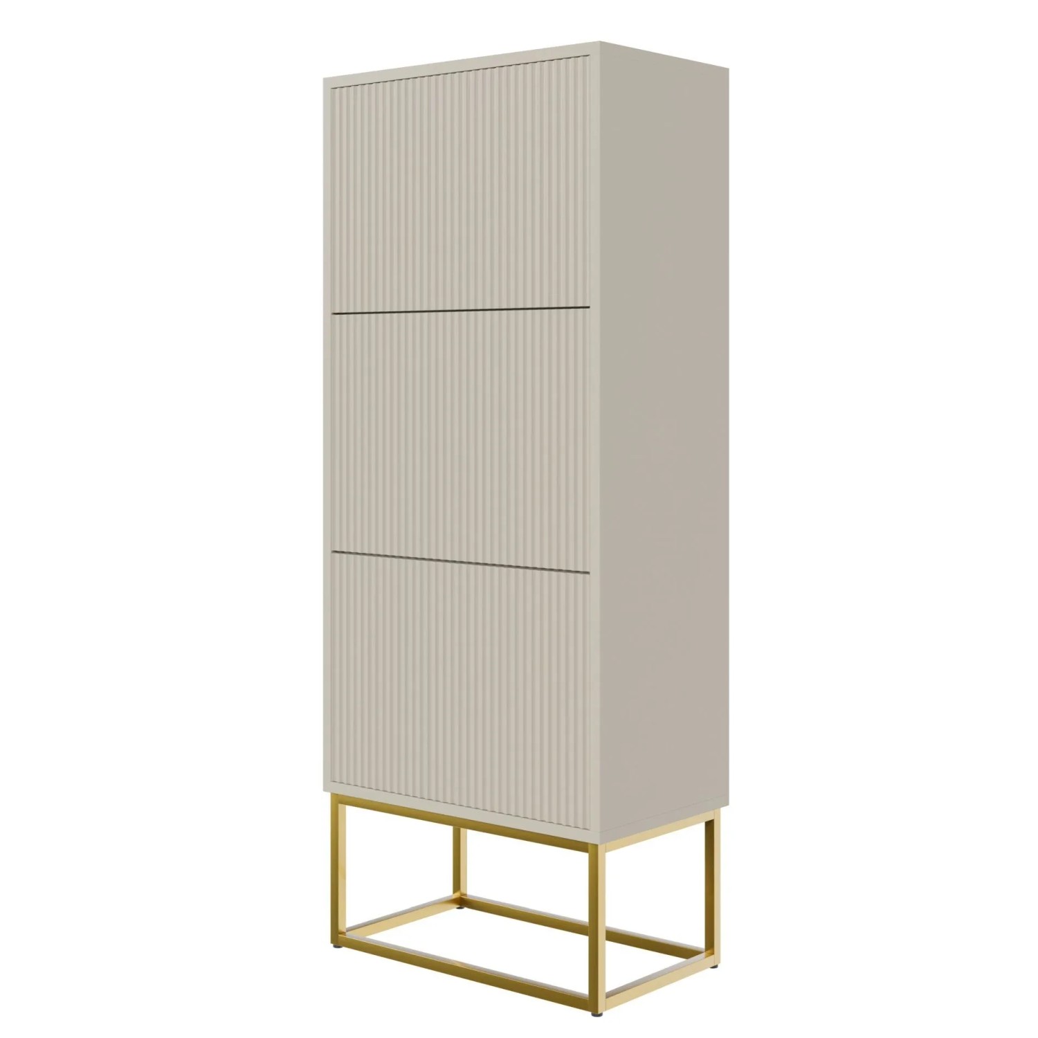 Selsey Schuhschrank Veldio Rillenfront Goldfarbenes Gestell Greige 50 cm