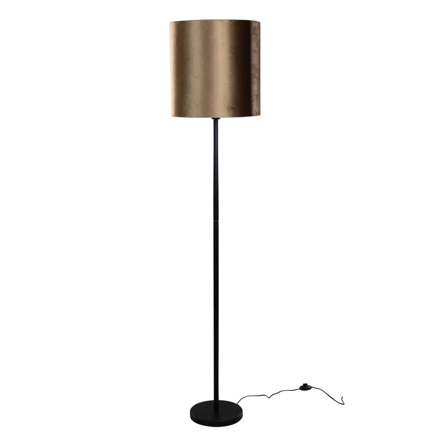 QAZQA Stehleuchte Schwarz mit Samtschirm Bronze 40cm Simplo