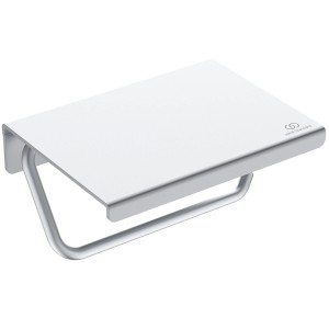 Ideal Standard Papierrollenhalter mit Ablage in Silber, modernes Duschzubehör für Ihr Bad.