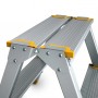 Doppelseitige Aluminium-Stufenstehleiter mit 3 Stufen, silber/gelb, ideal für Haushalt & Werkstatt.